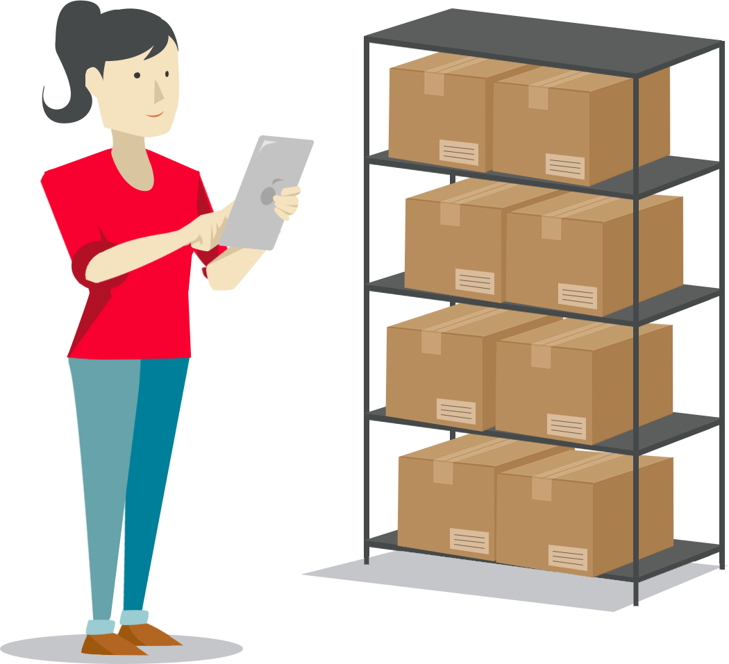 Stack of FBA boxes being reviewed